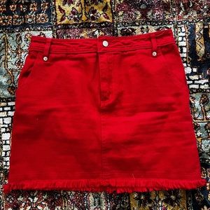 Honey Belle Size M Red Jean Skirt